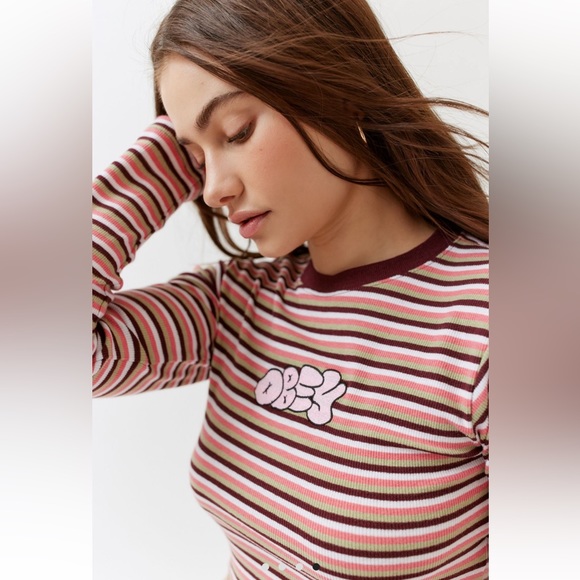 Obey striped top BNWT - Picture 4 of 5